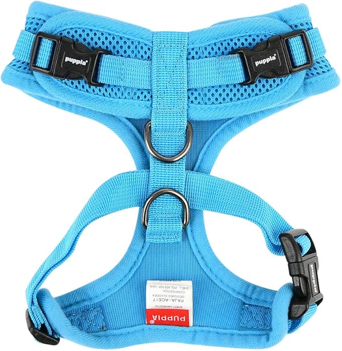 Authentic Puppia RiteFit Harness with Adjustable Neck, Sky Blue, Small