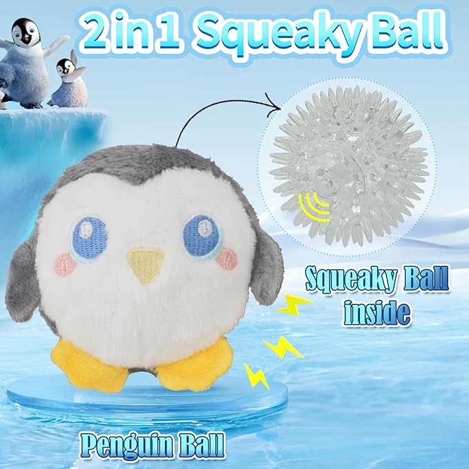 D KING D KING 3Pack Squeaky Dog Balls,2 in1 Funny Puppy Ball Toys,Birthday Dog Toy for Small Medium Dogs (Ocean Ball)