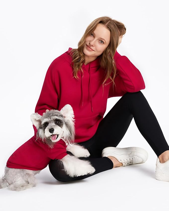 XPUDAC Matching Hoodie for Dogs and Humans Womens Hoodie Oversized Fleece Sweatshirts Long Sleeve Sweaters Pullover Fall Winter Clothes with Pocket, Red, XX-Large