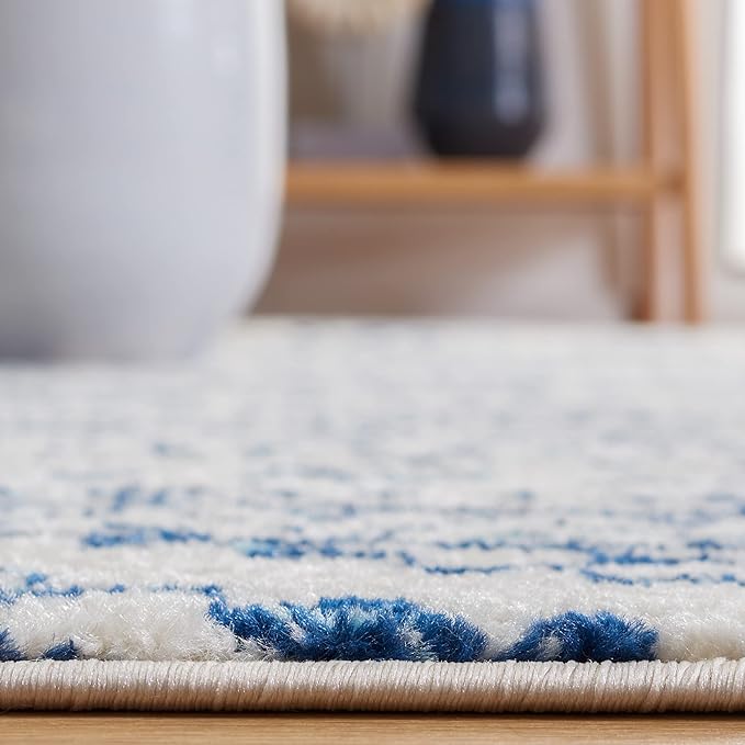 SAFAVIEH Tulum Collection Runner Rug - 2' x 21', Ivory & Navy, Moroccan Boho Tribal Design, Non-Shedding & Easy to Clean, Ideal for Living Room, Hallway, Foyer, Bedroom (TUL272D)