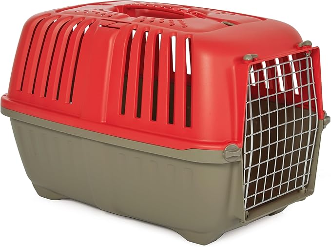 MidWest Homes for Pets Spree Travel Carrier ??Hard-Sided Dog & Cat Carrier, Small Pet Travel Crate with Handle, Ventilated Design, Easy Assembly, 24-Inch, Red