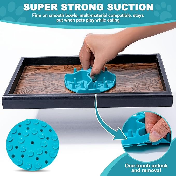 Slow Feeder Insert for Dog Bowl - 2PCS Anti-Bloat Silicone Mat with Super Suction, Slow Feeder Dog Bowls for Puppy Large Breed Dogs