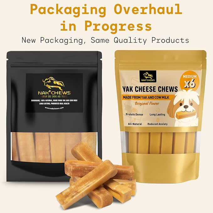 Himalayan Yak Cheese Dog Chews - Natural Healthy & Safe Treat for Small & Medium Dogs - Long Lasting Dental Chew Rich in Protein & Calcium - Gluten-Free Lactose-Free - 6 Chews for Medium Dogs