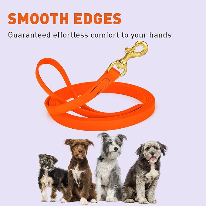 Viper Biothane K9 Working Dog Leash Waterproof Lead for Tracking Training Schutzhund Odor-Proof Long Line with Solid Brass Snap for Puppy Medium and Large Dogs, 20ft Hunter Orange