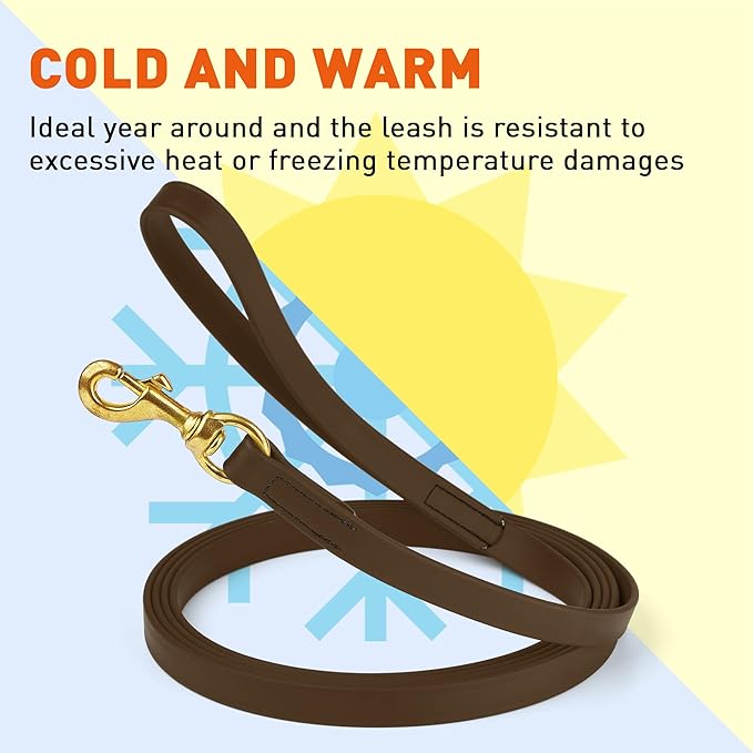 Viper Biothane K9 Working Dog Leash Waterproof Lead for Tracking Training Schutzhund Odor-Proof Long Line with Solid Brass Snap for Puppy Medium and Large Dogs, 15ft Dark Chocolate Brown