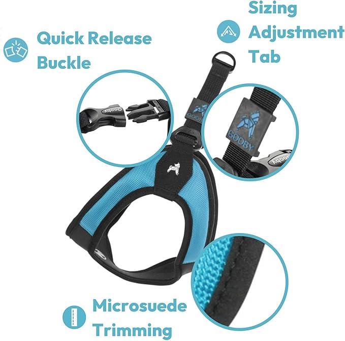 Gooby Escape Free Easy Fit Harness - Black, Medium - No Pull Step-in Patented Small Dog Harness with Quick Release Buckle - Perfect On The Go No Pull Harness for Small Dogs or Medium Dog Harness