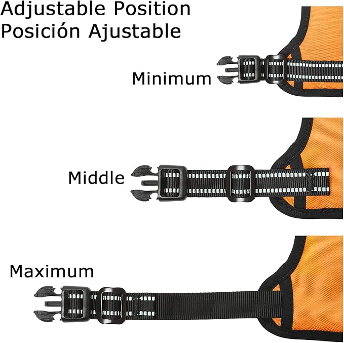 HEELE Dog Harness, No Pull Adjustable Padded Reflective Harness for Small Medium Large Dogs with Handle for Walking Training, Orange, L