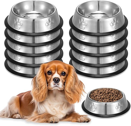 10 Pcs Stainless Steel Dog Bowls Non-Slip Dog Food Bowl 7 Oz Dogs Food and Water Bowl Set Dishwasher-Safe Puppy Bowls Rust Resistant Metal Pet Bowls Suitable for Small/Medium/Large Sized Pet