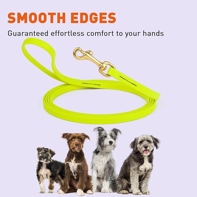 Viper Biothane K9 Working Dog Leash Waterproof Lead for Tracking Training Schutzhund Odor-Proof Long Line with Solid Brass Snap for Puppy Medium and Large Dogs, 10ft Safety Yellow