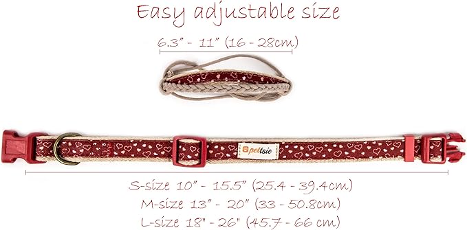 Pettsie Adjustable Dog Bandana Collar with Matching Owner Friendship Bracelet – Soft & Durable Hemp, Stylish Removable Scarf for Dogs, Gift-Ready Set for Pet Lovers, Medium, Red