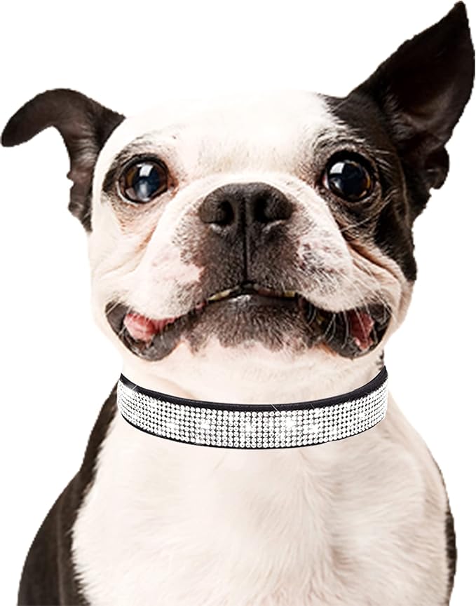 Bling Dog Collar for Small Medium Large Dogs, Rhinestone Dog Collars for Girl and boy Dog, Diamond Puppy Collars, Adjustable Leather Suede SOFE Cat Collar (S(10.6"-13"/27CM-33CM), Rose Red1)