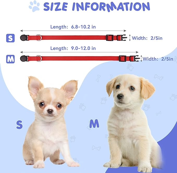 20 Pack Puppy Collars for Small Puppies Litter Safety Buckle Soft Nylon Whelping Collars Newborn Puppy Collars for Litter Puppies Collars(S)