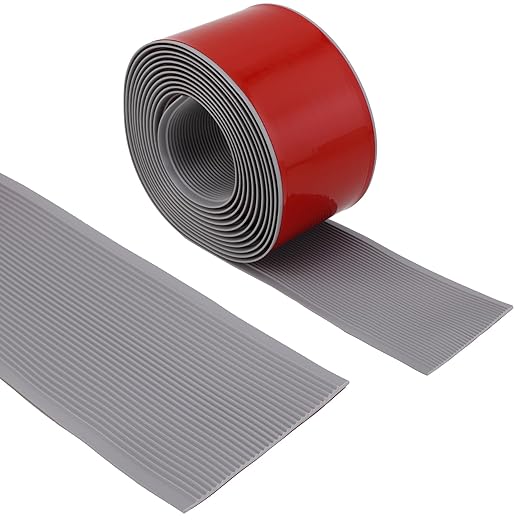 Gaahing Heavy Duty Anti-Slip Stair Treads, Peel and Stick Rubber Grip Strip for Outdoor Indoor Steps & Ramps (196.8" L x 4" W, Grey)