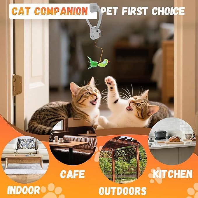 Interactive Cat Toys for Indoor Cats Automatic Electric Flying Bird Feather Mouse Toy - Best Kitten & Adult Cat Enrichment Mouse cat Toy Hanging Electric Kitty Toys for Bored Cats