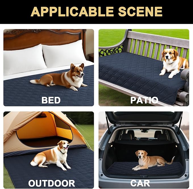 PrinceDeco Waterproof Couch Cover for Dogs Washable Dog Blanket for Bed Couch Sofa Outdoor Bed Cover with Non-Slip Back(32x74 Inch,Navy)