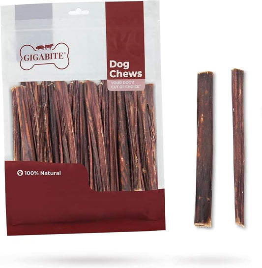 GigaBite Single Ingredient All Natural Free Range Bully Treats and Chews - Bully Sticks/Bladder Sticks/Beef Esophagus by Best Pet Supplies - Esophagus Sticks (6 Inch), Pack of 40