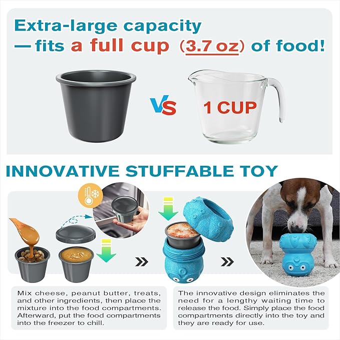 KADTC 3 in 1 Large-Size Octopus Durable Dog Fillable & Frozen Lick Treat Toy No-Transfer Freeze & Play,Long-Lasting Ultimate Boredom Buster, Kibble Dispenser Food Ball & Tough Dogs Chew Toys BPA-Free