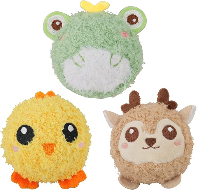 D KING D KING 3Pack Squeaky Dog Balls,2 in1 Funny Puppy Ball Toys,Birthday Dog Toy for Small Medium Dogs (Farm Ball)