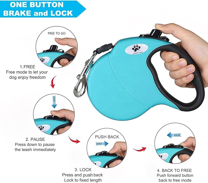 13ft Retractable Dog Leash for Small Breed Dogs up to 22 lbs with a Detachable Chew Proof Extender Wire Ropes (Blue S)