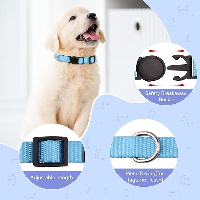 20 Pack Puppy Collars for Small Puppies Litter Safety Buckle Soft Nylon Whelping Collars Newborn Puppy Collars for Litter Puppies Collars(S)