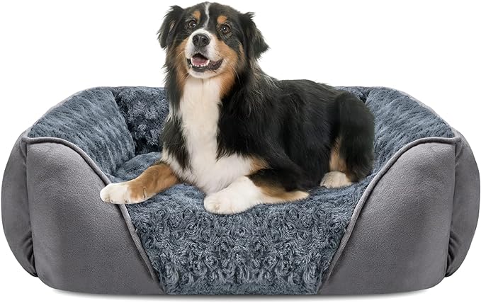 INVENHO X-Large Dog Bed for Large, Medium, Small Dogs - Rectangle, Washable, Orthopedic, Soft Calming Sleeping Puppy Bed - Durable Pet Cuddler with Anti-Slip Bottom - XL (35"x25"x10")