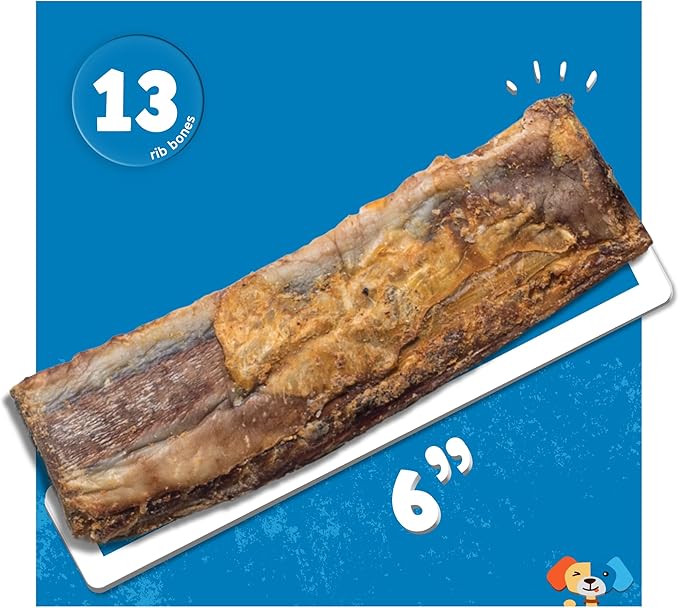 Jack&Pup 6" Rib Bones for Dogs | Beef Bone for Dogs, Flavorful Real Dog Bones (13 Pack)