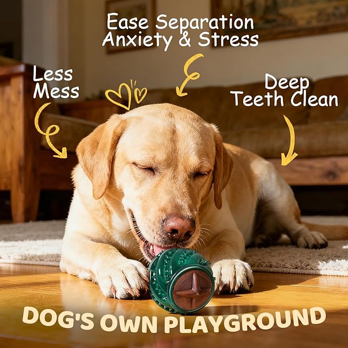 Dog Treats Chew Toys: Long-Lasting Durable Dog Toys to Keep Them Busy, Tough Dog Dental Chew, Enrichment Cognitive Healthy Ball Gift for Small Medium Large Breeds 25-80lbs, Beef Flavor,Green