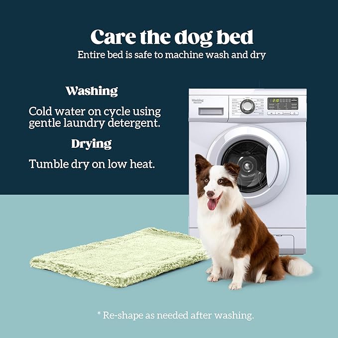 Stoutwool Indestructible Dog Bed - Fluffy Chew Proof Dog Crate Pad - Tough Kennel Pad for Aggressive Chewers - Washable, Ideal for Large Breeds & Fits 36-Inch Crate - 35"x22", Gleam