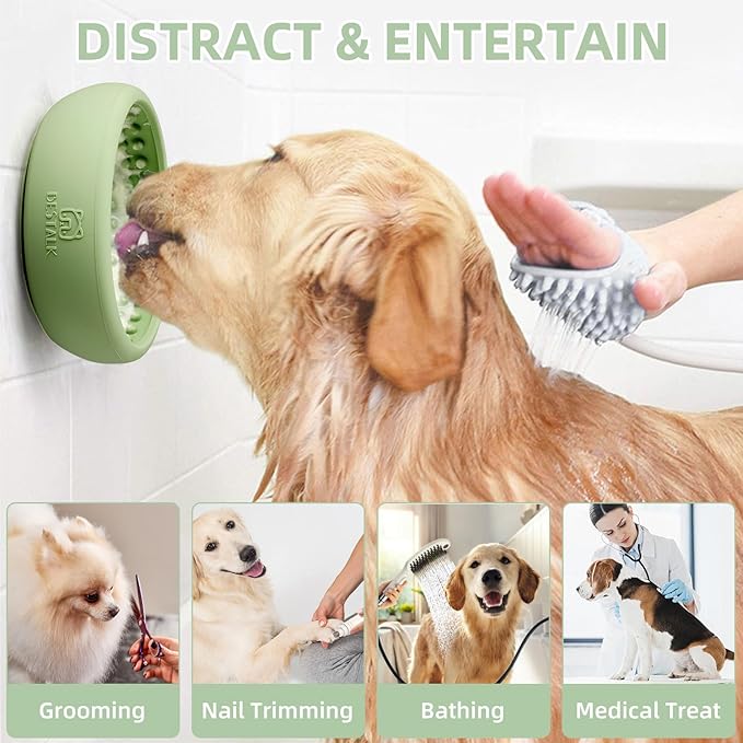 Dog Lick Bowl, Bestalk Anxiety Relief Lick Mat for Dogs, Non-Slip Freeze Licking Bowl Enrichment Puzzle Feeder for Distraction, BPA Free Silicone, Dishwasher Safe (Green,S)