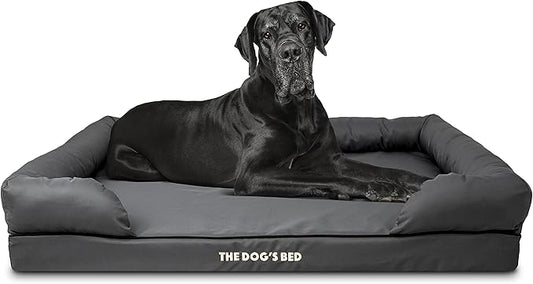 The Dog’s Bed Orthopedic Memory Foam Dog Bed with Bolsters, Oxford Fabric, Grey with Black Trim, XXL