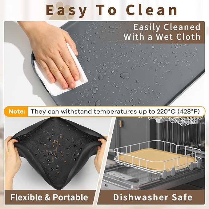 Silicone Pet Food Mat with Raised Edge for Food and Water Bowl, Dog Feeding Mats, Cat Food Trays for Floor Waterproof, Rubber Tray for Dogs and Cats, 24 x 16 x 0.8 Pink