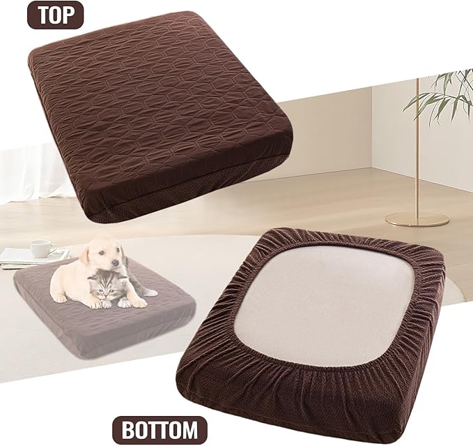 Nanbowang Waterproof Dog Bed Replacement, Washable Pet Pillow Cover Quilted, Lovely Puppy Bed for Dog/Cat 32x40 Brown