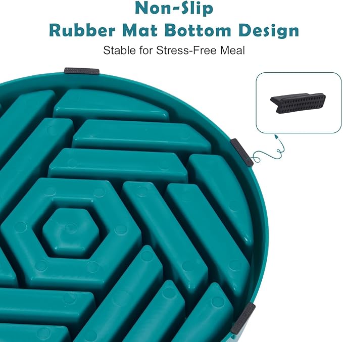 TOBYTO Slow Feeder Dog Bowls Large Medium Breed,Anti-Choking Slow Eating Dog Food Bowl,Non Slip Pet Slower Food Feeding Bowls Large Puzzle Slow Feeder Bloat Stop Maze Dog Dishes,Dark Green