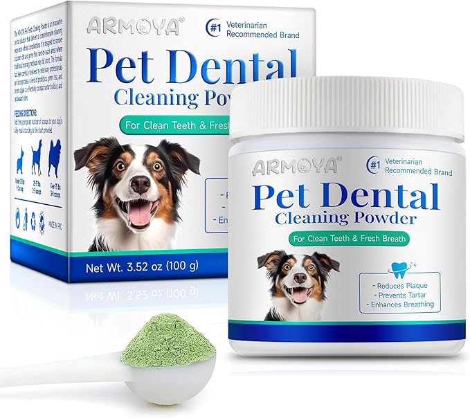 Dog Dental Powder - Teeth Cleaning Powder for Dogs - Dog Dental Care - Plaque & Bad Breath Off P-owder D-og - D-ental Care Supplies for Small - Medium - Large Do-gs