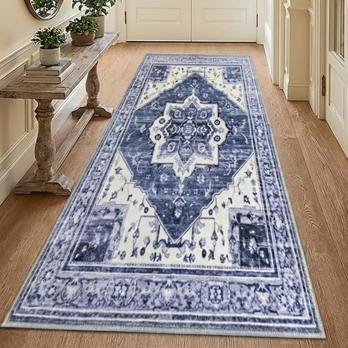 Muddy Mat짰 Admiral 2ft x 7ft Washable Area Rugs for Living Room, Bedroom & Dining Room ??Modern Soft Low Pile Non Slip Carpet ??Pet Friendly Waterproof Foldable Rugs for Home