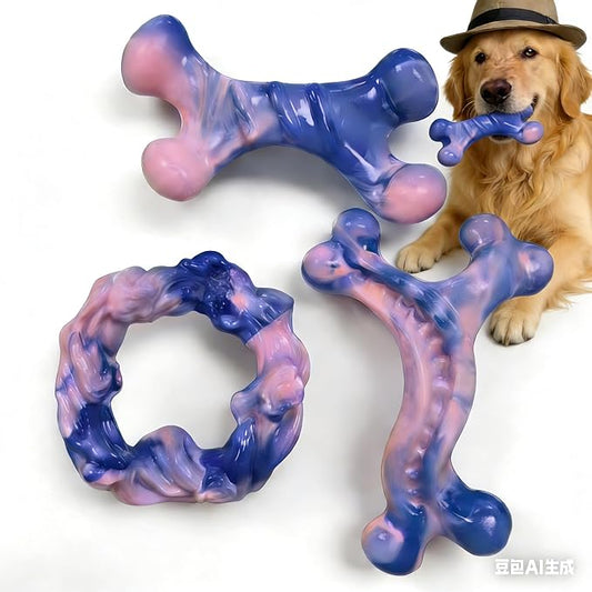 Rensh Tough Dog Chew Toys for Medium & Large Breed, Interactive Dog Toys to Keep Them Busy, Sturdy Pet Toy for Super Chewers, Almost Indestructible Chew Bones Toy for Long Lasting