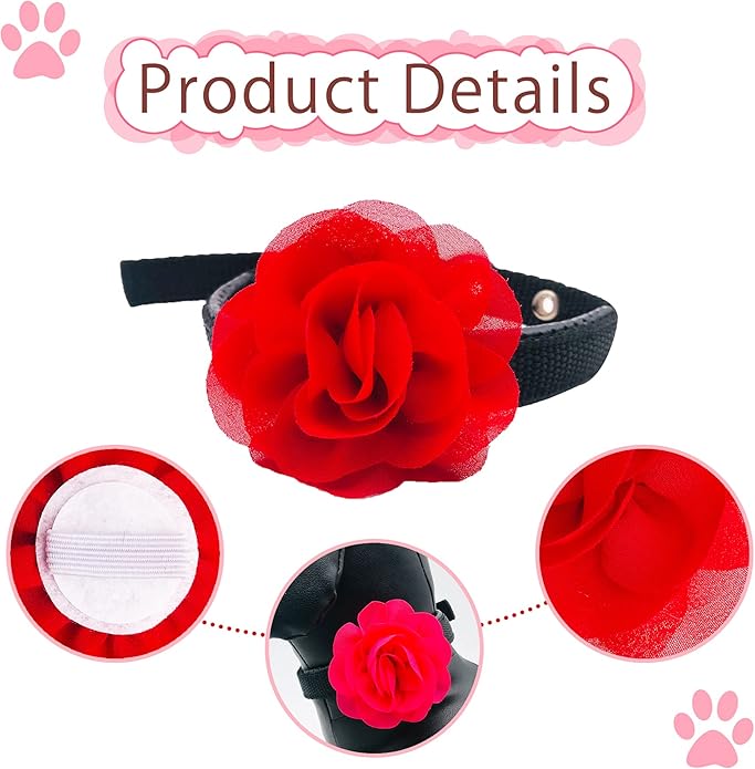 PET SHOW Valentines Small Dogs Flower Charms Slide Collar Accessories for Medium Large Dogs Cat Puppies Rabbit Pigs Collars Bows Grooming Supplies