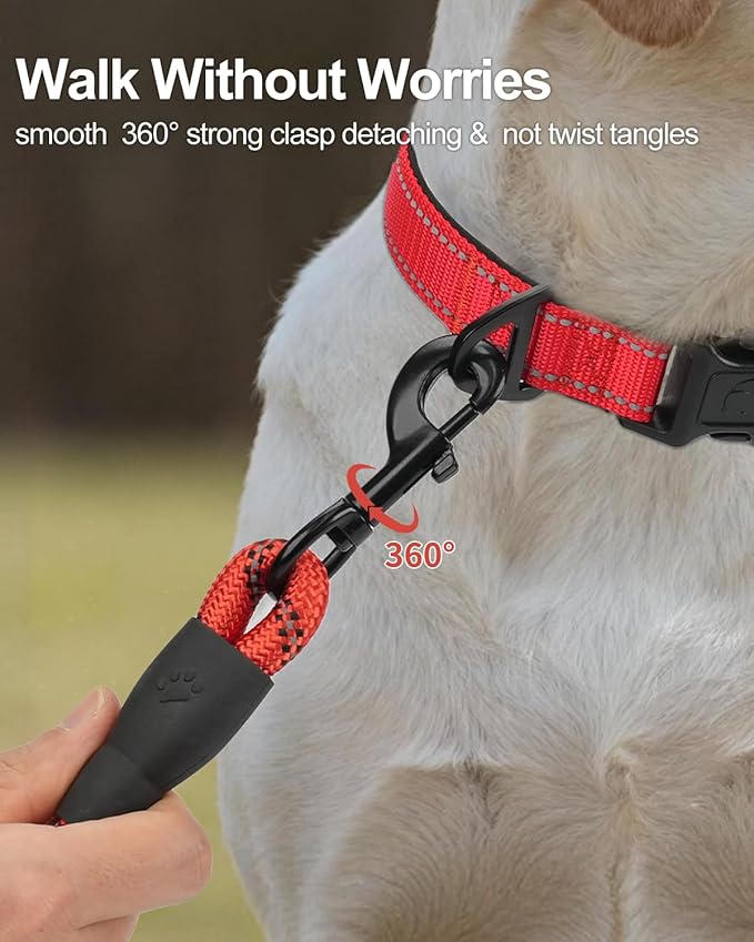 Joytale Dog Leash for Large Dogs, Heavy Duty Nylon Leashes with Comfortable Padded Handle and Highly Reflective Threads, Ideal for Walking and Training, Red, 5'횞1/2''