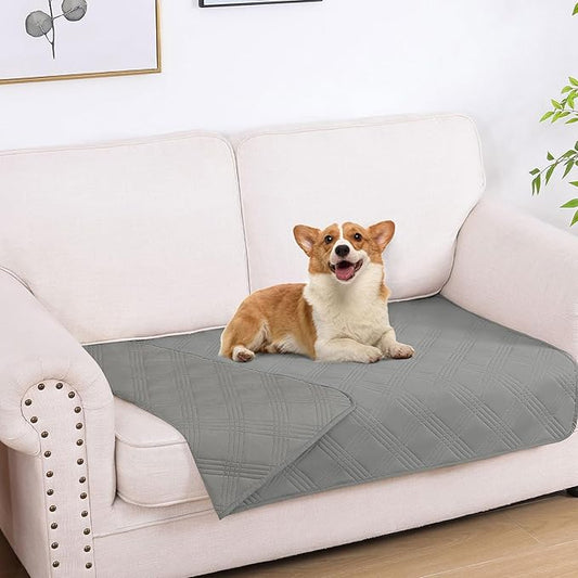 hyha Waterproof Dog Blanket, Reversible Pet Bed Blanket, Soft Sofa Couch Cover for Dogs Washable, Waterproof Pet Couch Covers for Sofa Puppy Cats Furniture Protector(30"x53", Grey/Grey)