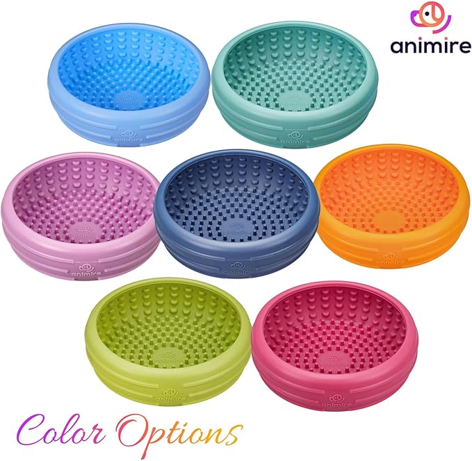 Dog Lick Bowl, Animire Freeze Lick Mat for Dogs, Non-Slip Slow Feeder Licking Bowl Enrichment Treat for Distraction Anxiety Relief, Food Grade Silicone, Dishwasher Safe(Green,S)