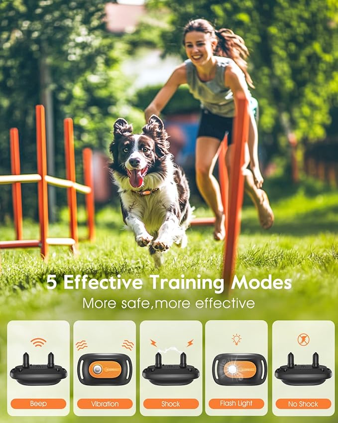 SLOPEHILL Dog Shock Collar,4200FT Dog Training Collar with Remote,IPX8 Waterproof E-Collar with Beep,Vibration,Shock,Flash Light,No Shock Mode,Electric Shock Collar for Small Medium Large Dog,Orange