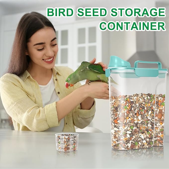 TBMax Pet Food Storage Containers 2 Pack 10 to 14 Lbs Airtight Dog Food Container Dispenser with Large Spout & Portable Handle, Travel Dog Treat Cat Food Storage Bin Bird Seed Container