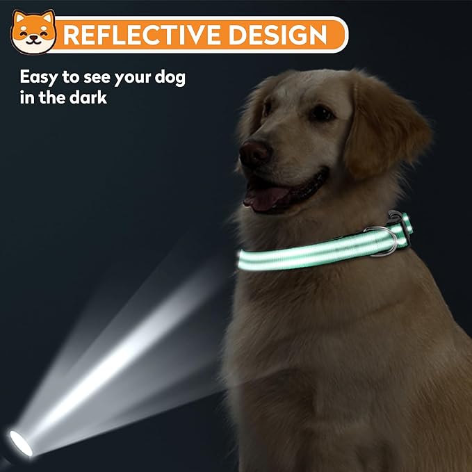 Reflective Dog Collar, Adjustable Soft Neoprene Padded Nylon Pet Collars with Buckle for Extra Large Dogs, Grass Green,XL