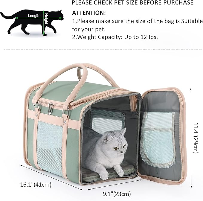 Airline Approved Pet Carrier Backpack, Waterproof PU Foldable Design with Light-Blocking Ventilation, TSA-Compliant Travel Bag for Cats & Small Dogs ??Easy Hose Wash & 360째 Breathable Mesh