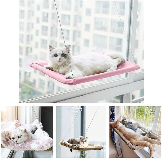 Cat Purrfect Perch, 2023 New Cat Bed Window, Cat Window Hammock Window Perch, Safety Cat Shelves Space Saving Window Mounted Cat Seat for Window Perch for Large Indoor Cats (B-Pink)