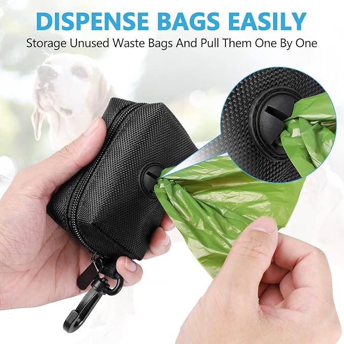 Dog Waste Bag Dispenser Pet Poop Bags Holder for Doggie Waste Bags Dispensers Soft Fabric Zipper Small Doggy Puppy Pouch for Leash Accessory Attachment with Carrier,2PCS Purple&Black