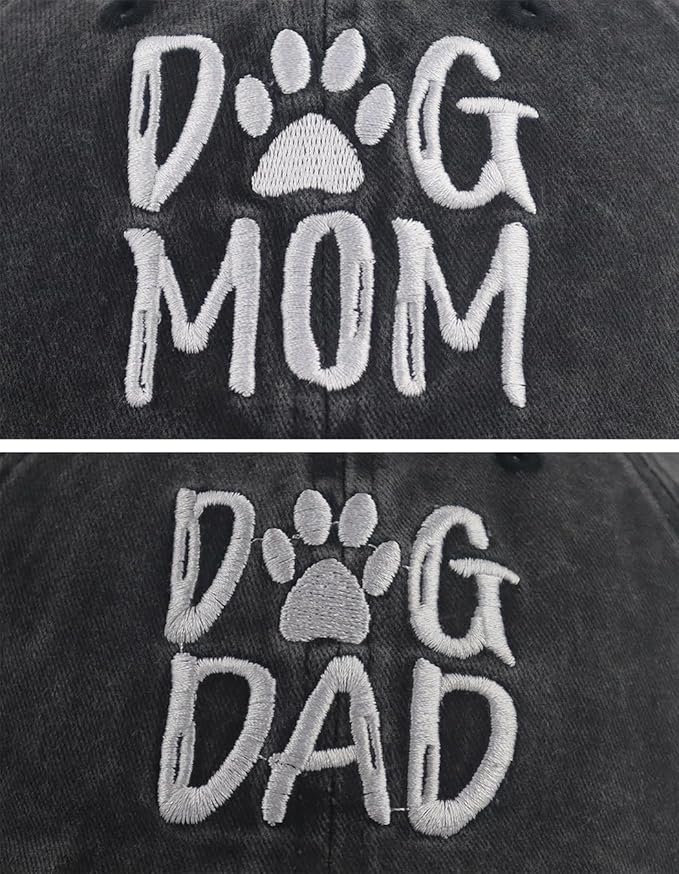 2 PCS Mom and Dad Hats for Women Men, Funny Adjustable Embroidered Cotton Dog Lover Baseball Cap