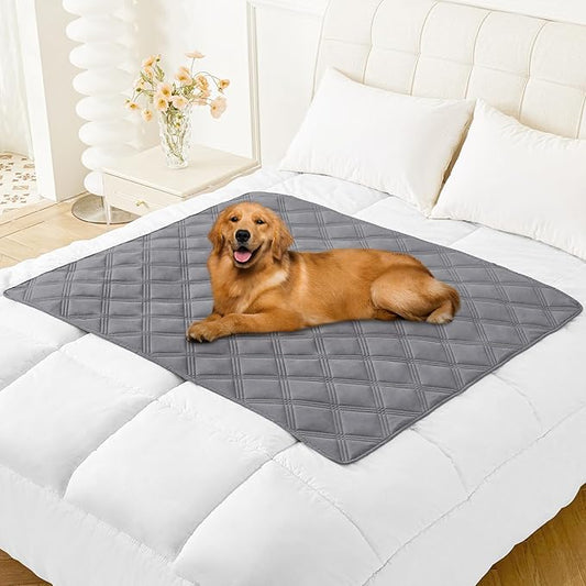 Smiry Waterproof Dog Bed Cover Blanket 40x50, Soft Reversible Pet Blanket, Washable Leakproof Cats Dogs Couch Cover for Sofa, Couch, Furniture, Lattice, Grey/Light Grey