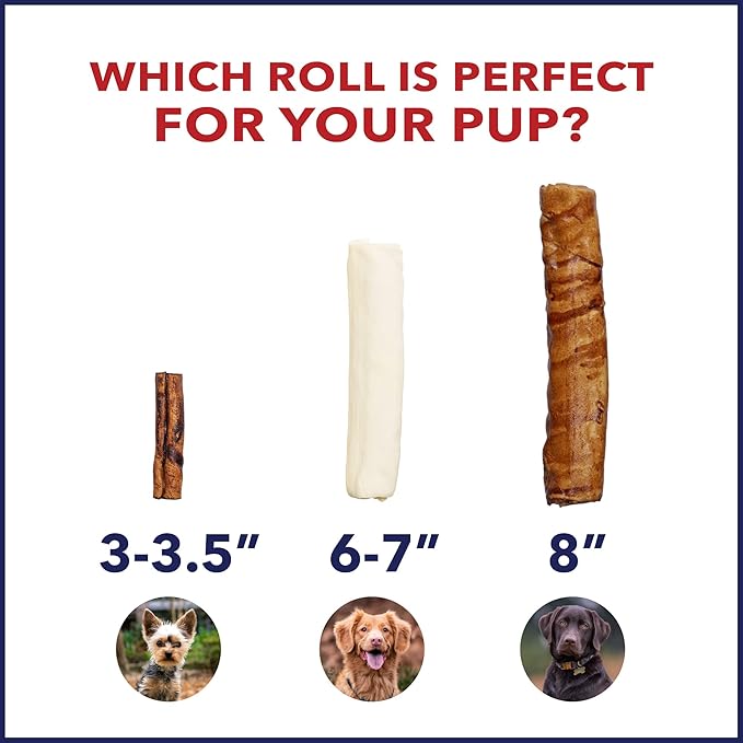 Pet Factory 100% Made in USA Beefhide 8-9" Assorted (Bones & Rolls) Dog Chew Treats - Natural Flavor, 6 Count/1 Pack