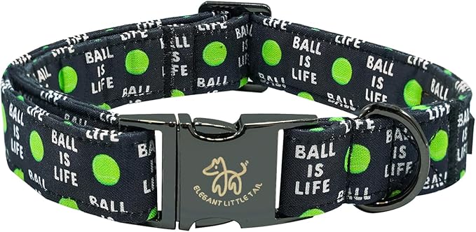 Elegant little tail Dog Collar, Holiday Pet Collar Boy Dog Collar Durable Dog Collars Ball Print Soft Pet Gift Adjustable Dog Collar for Small Medium Large Dogs